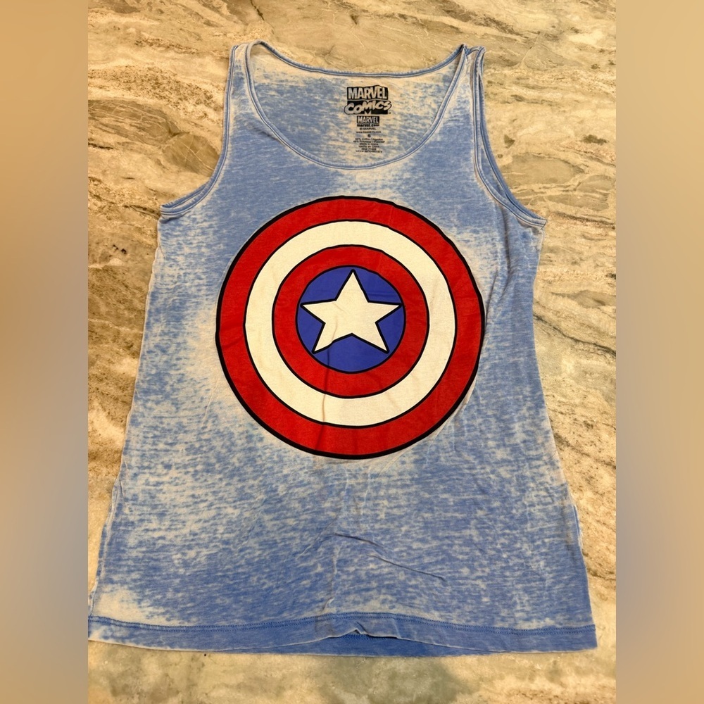 Marvel Captain America Shield Tank Top Women’s Small Blue Graphic
